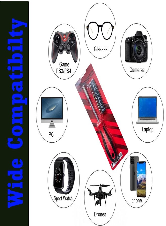 MESHIV مجموعة مفكات براغي Meshiv 10 في 1، مفك براغي مغناطيسي دقيق مع 10 رؤوس/قطع بمقبض طويل للاستخدام المنزلي والجراج والصناعي | مجموعة أدوات متعددة الأغراض (أحمر - رقم الموديل 10 في 1) - Image 3